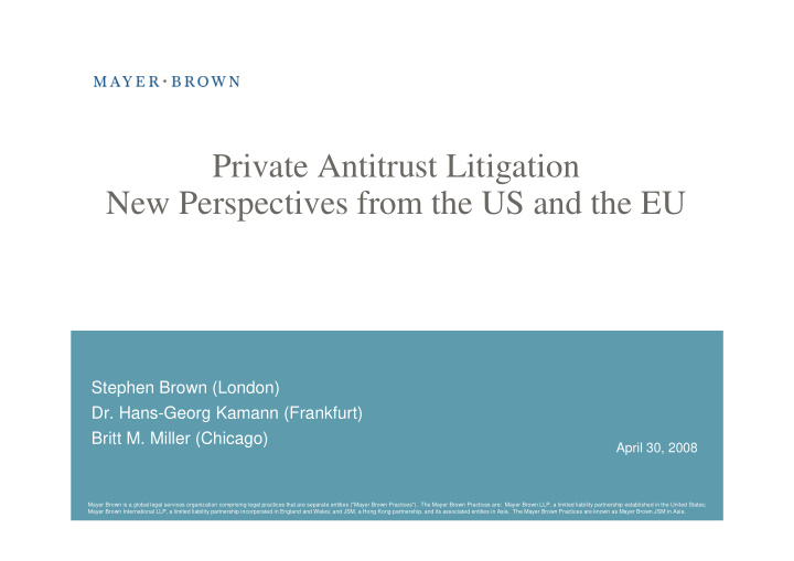 private antitrust litigation new perspectives from the us
