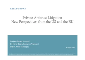 Private Antitrust Litigation  New Perspectives from the US and the EU  Stephen Brown (London)  Dr.