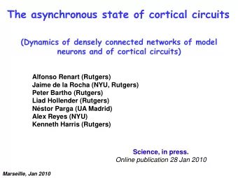 The asynchronous state of cortical circuits  (Dynamics of densely connected networks of model