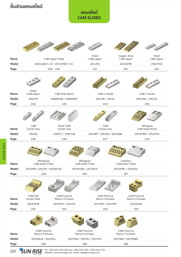 cam slides steel copper alloy