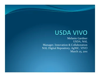 MelanieGardner  USDA,NAL  Manager,Innovation&amp;Collaboration