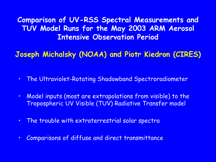 comparison of uv rss spectral measurements and tuv model