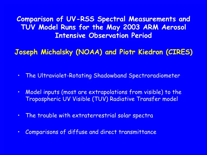 comparison of uv rss spectral measurements and tuv model