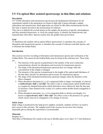 UV-Vis optical fiber assisted spectroscopy in thin films and solutions  Description  UV-Visible