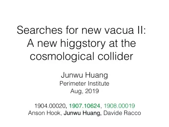 Searches for new vacua II:  A new higgstory at the  cosmological collider  Junwu Huang  Perimeter