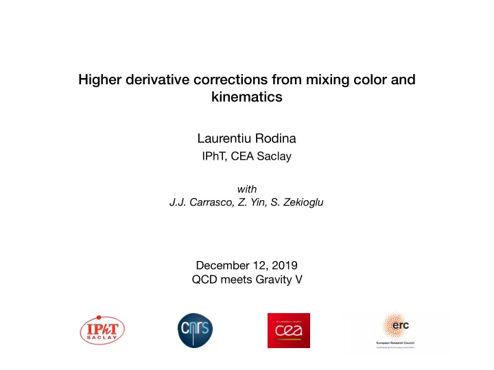 higher derivative corrections from mixing color and