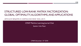 STRUCTURED LOW-RANK MATRIX FACTORIZATION:  GLOBAL OPTIMALITY, ALGORITHMS, AND APPLICATIONS  ARTICLE