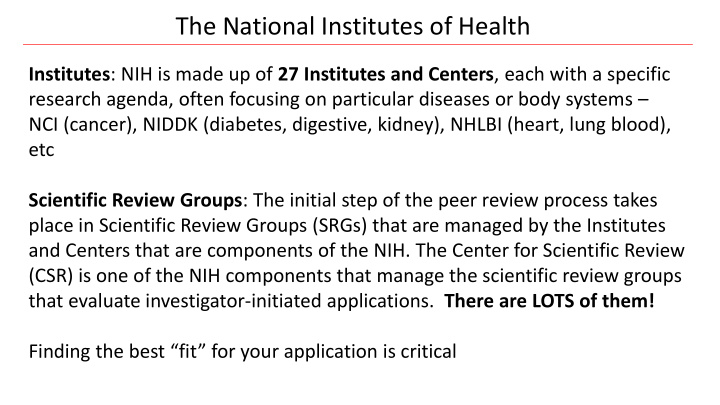 the national institutes of health