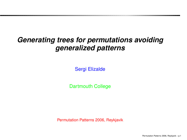 generating trees for permutations avoiding generalized