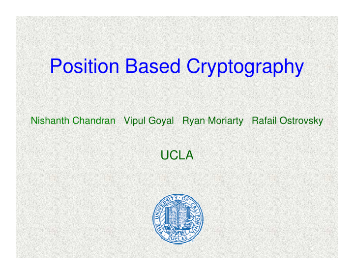 position based cryptography