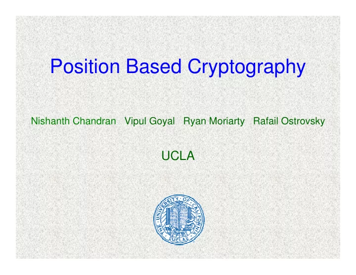 position based cryptography