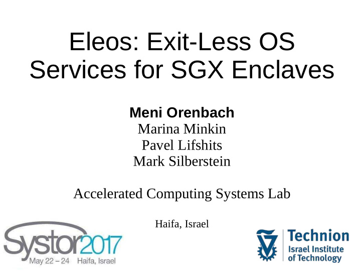 eleos exit less os services for sgx enclaves