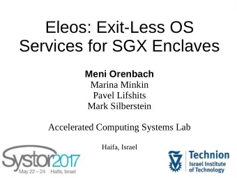 Eleos: Exit-Less OS  Services for SGX Enclaves  Meni Orenbach  Marina Minkin  Pavel Lifshits  Mark
