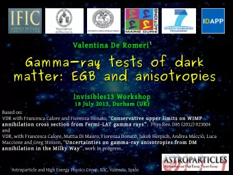 Gamma-ray tests of dark  Gamma-ray tests of dark  matter: EGB and anisotropies  matter: EGB and