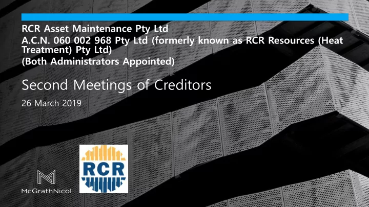 second meetings of creditors