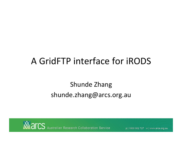 a gridftp interface for irods