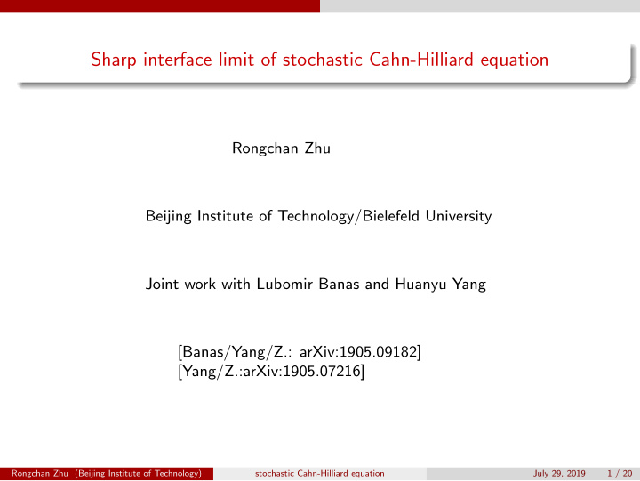 sharp interface limit of stochastic cahn hilliard equation