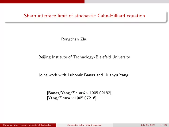 sharp interface limit of stochastic cahn hilliard equation