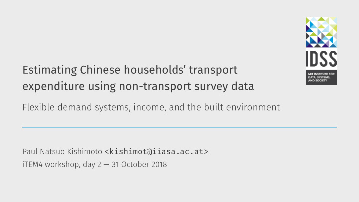 estimating chinese households transport expenditure using