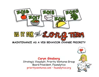 Caryn Ginsberg  Strategic Visualyst, Priority Ventures Group  Board President, Faunalytics