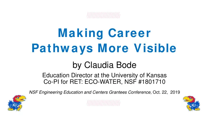 making career pathw ays more visible