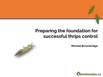 Preparing the foundation for  successful thrips control  Michael Brownbridge  Preparation  What do