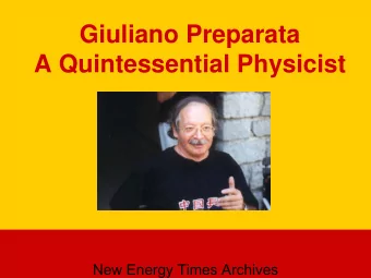 Giuliano Preparata  A Quintessential Physicist  New Energy Times Archives  La Fisica di Giuliano