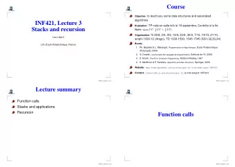 Course Objective : to teach you some data structures and associated  algorithms  INF421, Lecture 3