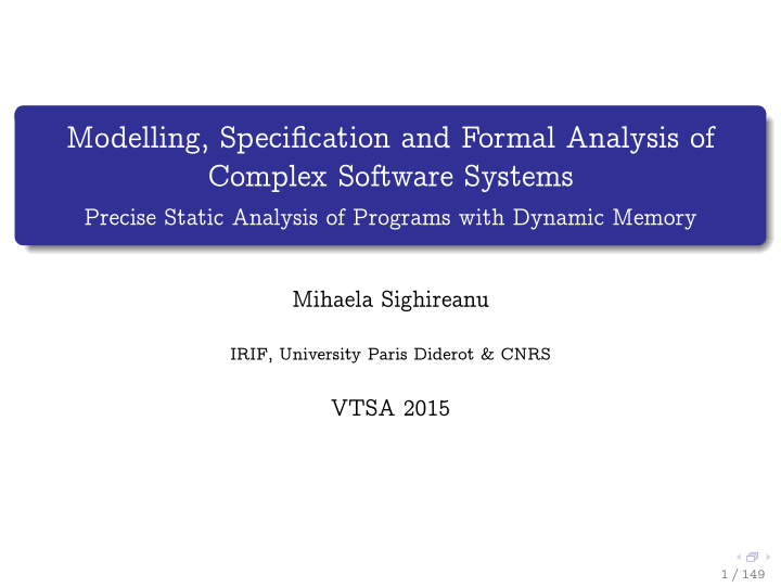 modelling specification and formal analysis of complex