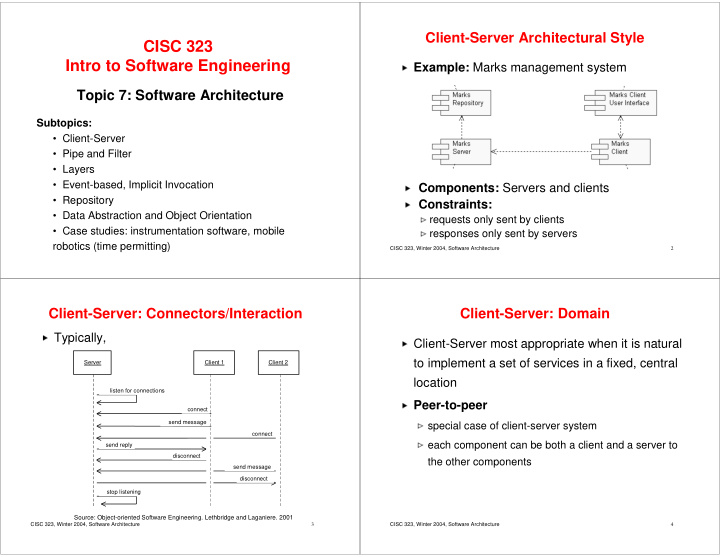 cisc 323 intro to software engineering