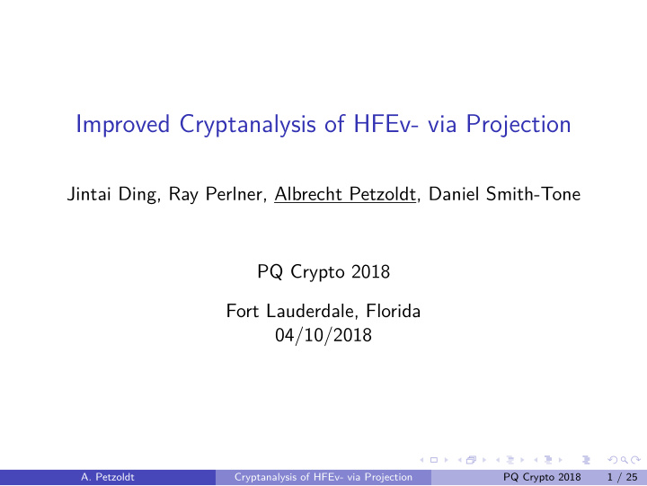 improved cryptanalysis of hfev via projection