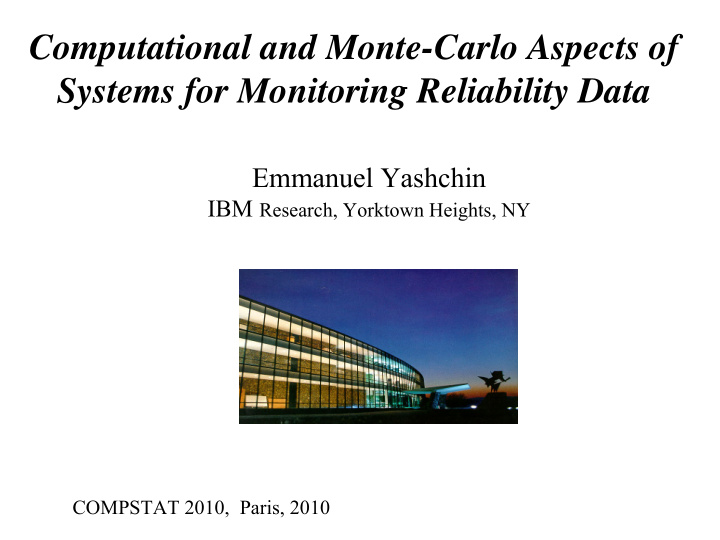 computational and monte carlo aspects of systems for