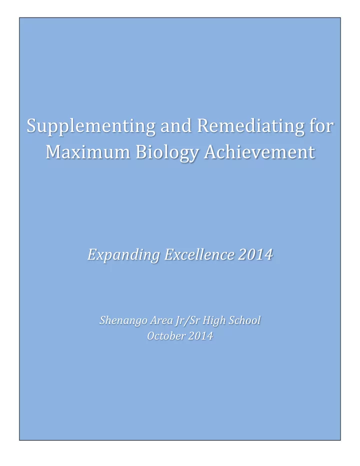 expanding excellence 2014 shenango area jr sr high school
