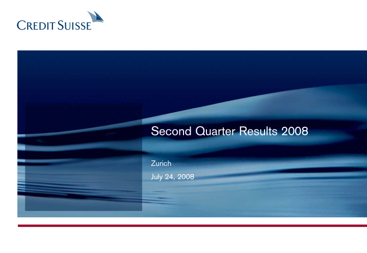 second quarter results 2008