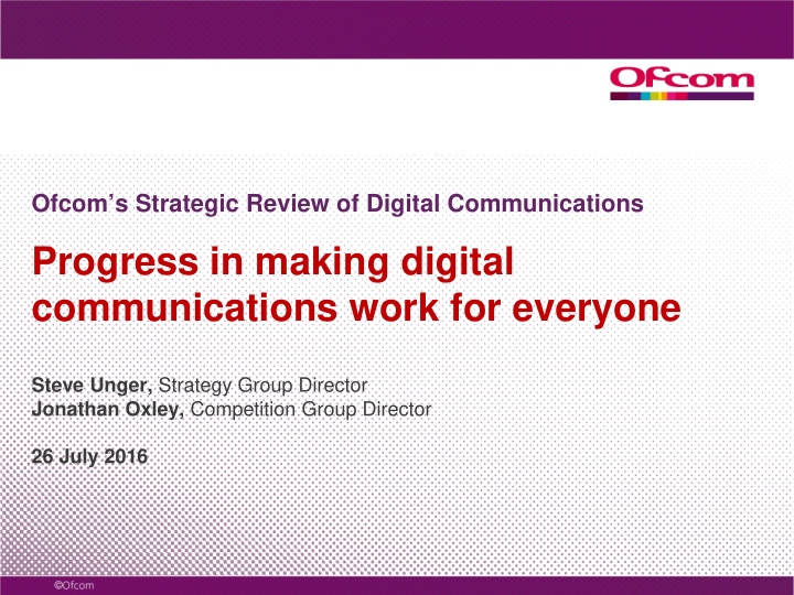 progress in making digital communications work for