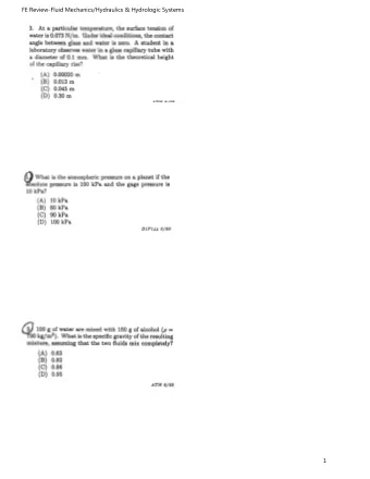 FE Review-Fluid Mechanics/Hydraulics &amp; Hydrologic Systems  1  FE Review-Fluid