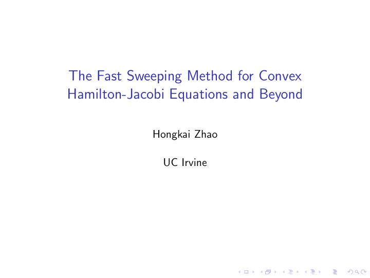 the fast sweeping method for convex hamilton jacobi