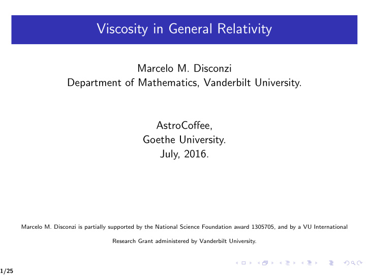 viscosity in general relativity