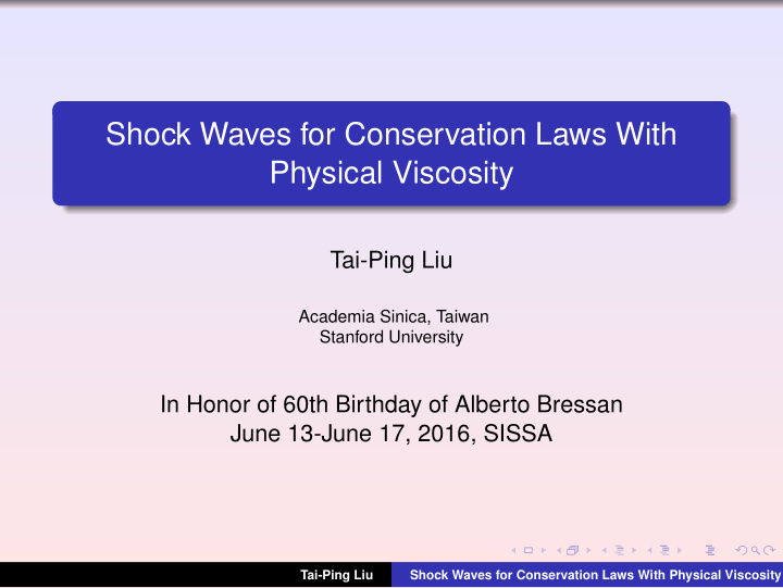shock waves for conservation laws with physical viscosity