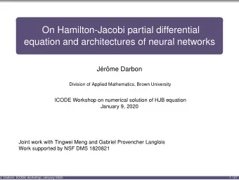 On Hamilton-Jacobi partial differential  equation and architectures of neural networks  J  er