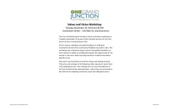 Values and Vision Workshop  Tuesday, November 19, 2019 at 6:30 PM  Convention Center  159 Main