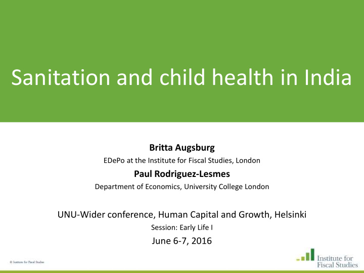 sanitation and child health in india