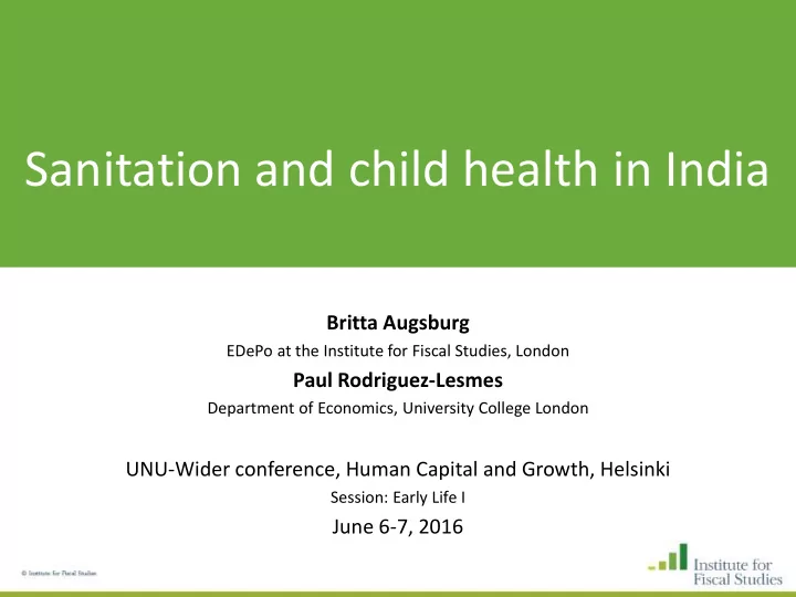 sanitation and child health in india