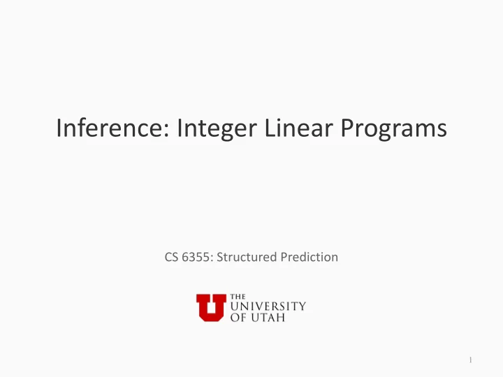 inference integer linear programs