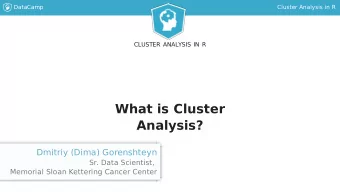 What is Cluster  Analysis?  Dmitriy (Dima) Gorenshteyn  Sr. Data Scientist,  Memorial Sloan