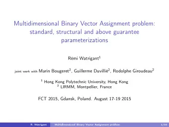 Multidimensional Binary Vector Assignment problem:  standard, structural and above guarantee