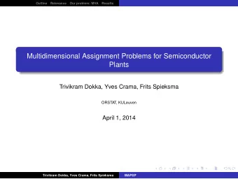 Multidimensional Assignment Problems for Semiconductor  Plants  Trivikram Dokka, Yves Crama, Frits