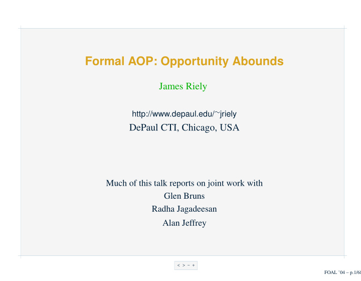 formal aop opportunity abounds