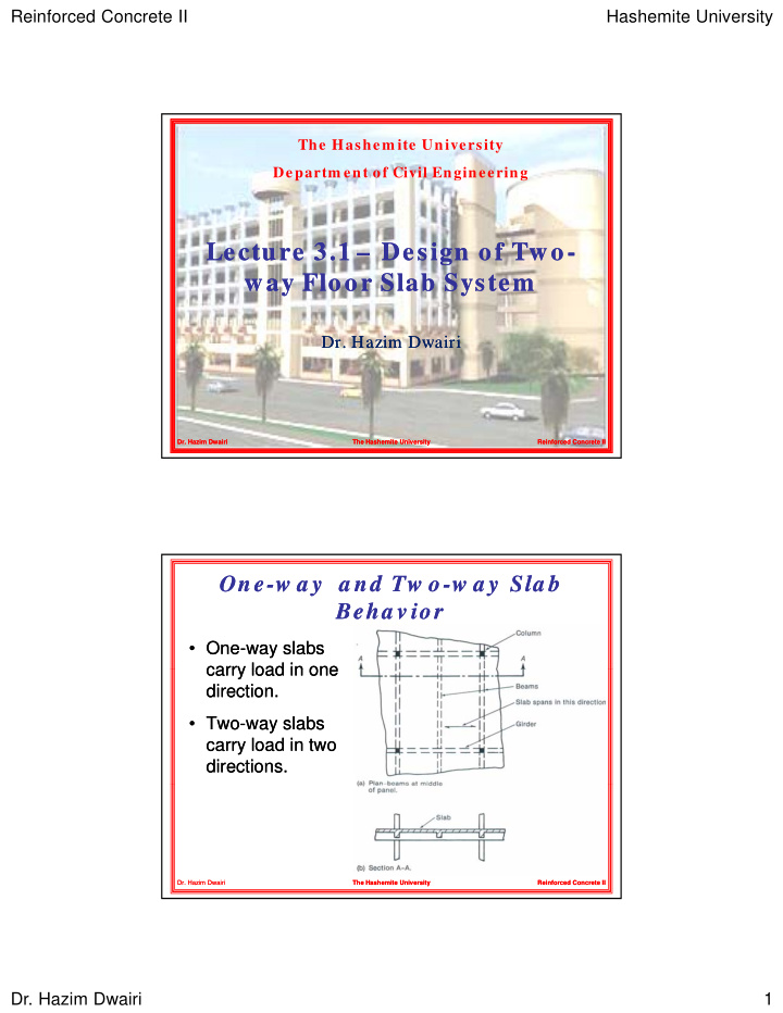 lecture 3 1 lecture 3 1 design of two design of two way