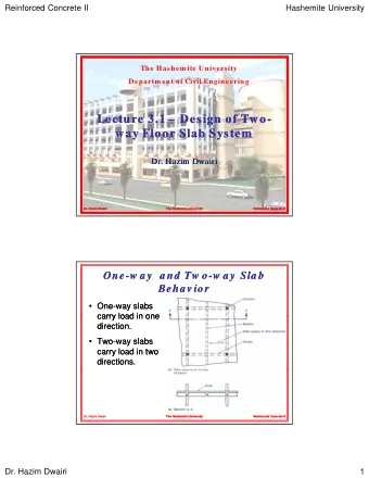 Lecture 3.1  Lecture 3.1    Design of Two  Design of Two-  -  way Floor Slab System  way